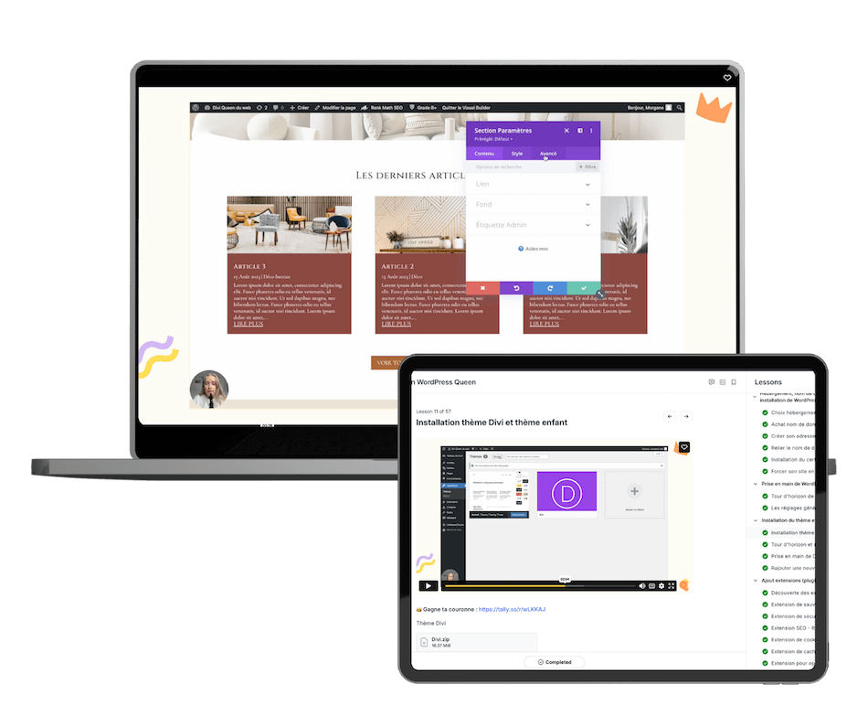 Vidéo formations WordPress Queen