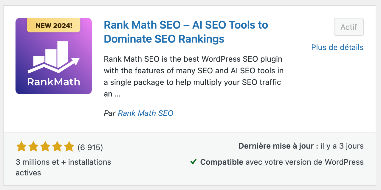 Extension WordPress SEO - Rank Math