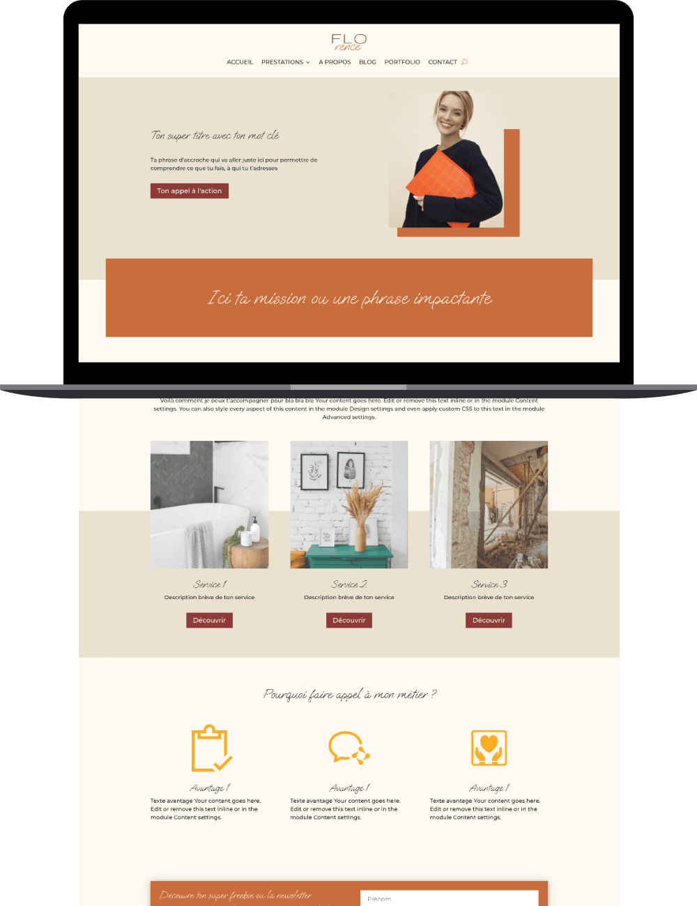 Mockup page accueil Template Florence